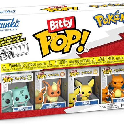 Funko Pop! Bitty: Pokemon - Bulbasaur, Flareon, Pichu, and Charizard - 0.9 Inch (2.2 Cm) Collectable - Gift Idea - Stackable Display Shelf Included - Gift Idea - Party Bags Stocking