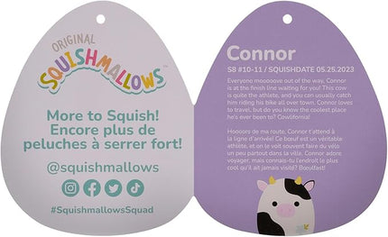 Squishmallows Original 8-Inch Connor Cow with Blue Flower Embroidery - Official Jazwares Plush