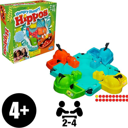Hungry Hungry Hippos Kids Board Game, Preschool Games for 2-4 Players, Easy to Play Kids Games, Family Board Games for Kids, Kids Gifts, Ages 4 and Up
