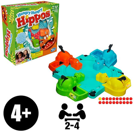 Hungry Hungry Hippos Kids Board Game, Preschool Games for 2-4 Players, Easy to Play Kids Games, Family Board Games for Kids, Kids Gifts, Ages 4 and Up