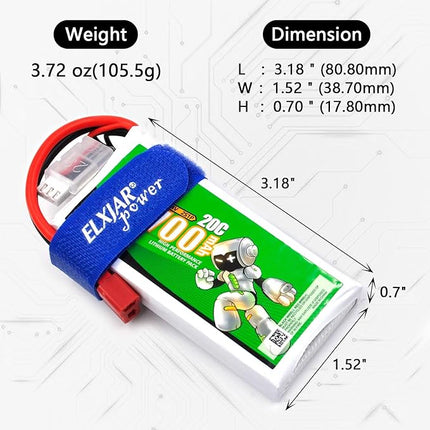 (2-Pack) 7.4V 2700mAh 20C Li-Po Battery Replacement for WLTOYS 12428 1/12 RC Car with Deans-T Plug and 2S Balance Charger Upgrade Rechargeable Pack