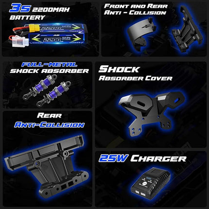 1:12 Brushless RC Cars for Adults,Max 50mph Hobby Electric Off-Road Buggy,4WD Racing RC Truck with 3S Batteries,25W Fast Charging,RTR 4X4 Remote Control Cars