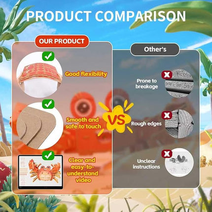 3D Puzzles for Kids Ages 8-13 – Eco-Friendly DIY Educational Toy for Boys and Girls,Creative Brain-Teaser Puzzles,Crab Rompecabezas 3D, Ideal Birthday