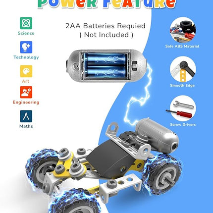 STEM Toys for 5 6 7 8+ Year Old Boy, 10 in 1 Electric Building Toys for Kids Ages 4-8 5-7 6-8, Educational Racing Construction Science Kit for Boys 4-6 8-10, Creative Activities Holiday Birthday Gift