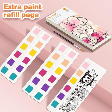 Paint with Water Coloring Books for Kids, Pocket Mess Free Watercolor Painting Kit, Water Color Paint Set Arts and Crafts Gift for Girls Ages 4 5 6 7 8+, Travel Activity Toy - Cartoon