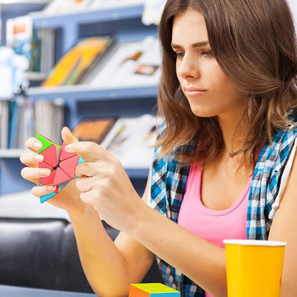 Vdealen Speed Cube Set, 2x2x2 3x3x3 Pyramid Magic Cube Set, Puzzle Cube Toys Birthday Party Christmas Stocking Stuffers Gift for Kids Teens Adults(Stickerless)