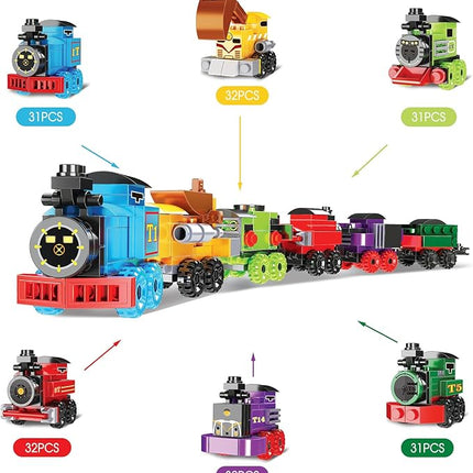 Mini Building Block Sets, 12PCS Vehicle Train Toys Building Blocks, 6 in 1 STEM Toys Eggs Building Sets, Party Favors for Kids Goodie Bags Prizes/Birthday Gifts