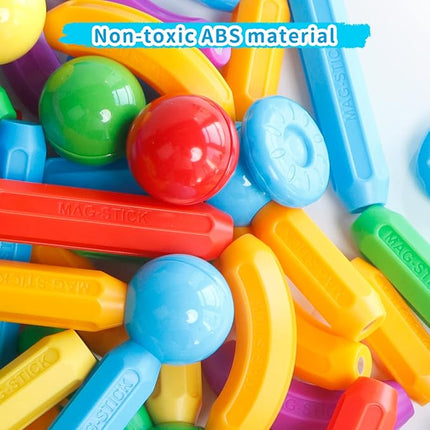 TOKBLOK Magnetic Building Blocks for Boys and Girls, 132Pcs Creative Magnetic Sticks and Balls STEM Construction Toys for Kids Toddlers Early Development Educational Learning