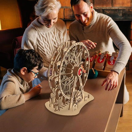 3D Wooden Puzzles for Adults, 242 PCS 3D Puzzles for Adults- Brain Teaser Wooden Puzzles for Father/Son, Gifts for Fathe/Son, Decompression 3D Puzzle Wood Models Kits (3.Ferris Wheel)