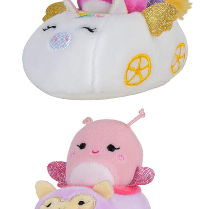 Squishville by Squishmallows Maribel in Plane & Willow in Carriage Two 2” Soft Mini-Squishmallow Butterfly and Tie-dye Pegasus Plush, Plush Carriage and Plane Vehicles Irresistibly Soft Colorful Plush