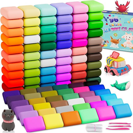 Air Dry Clay 96 Colors, Modeling Clay Kit, Model Magic Sculpting Set, Ultra Light & Soft, Safe Non-Toxic DIY Art and Crafts School Projects, Home Party Favors Toy for Boys & Girls Kids