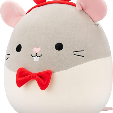 Squishmallows Original 14in Rusty The Grey Rat with Heart Headband and Bowtie – Official Jazwares Plush (Large)