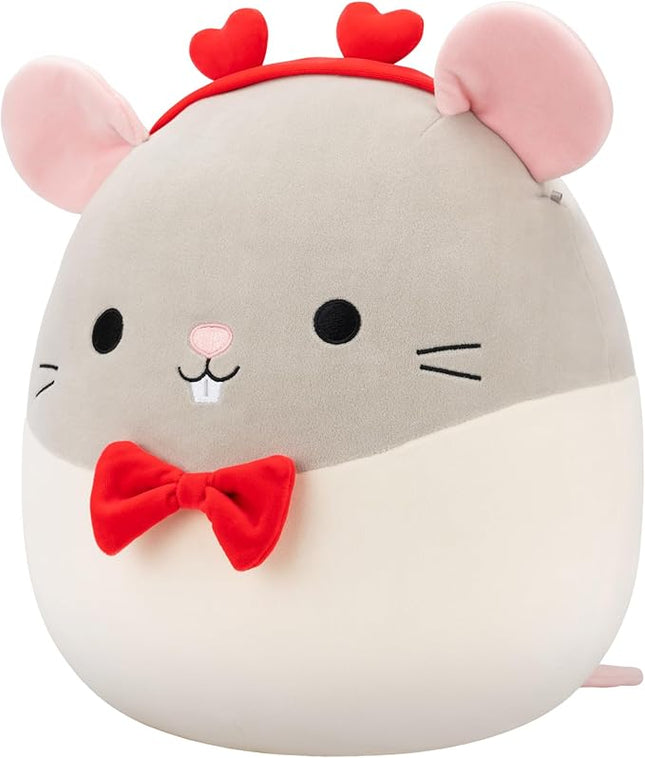 Squishmallows Original 14in Rusty The Grey Rat with Heart Headband and Bowtie – Official Jazwares Plush (Large)
