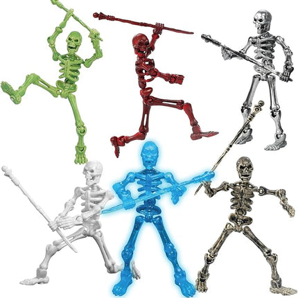 6 Pack T13 Action Figures Set, Titan 13 Skeleton Action Figure, Dummy 13 with Multi-Jointed Movable Limbs, Halloween Miniatures 3D Printed Poseable Skeleton Decor