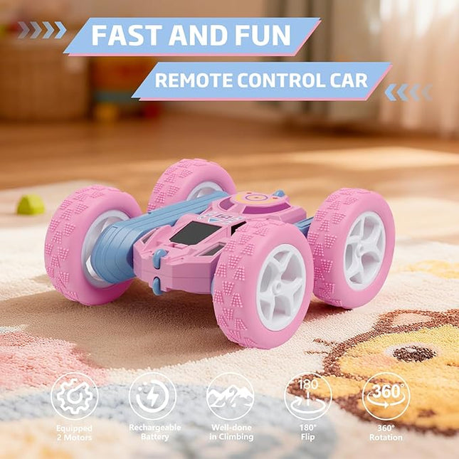 Remote Control Car, RC Cars Toys for Kids Ages 6-12, 2.4GHz RC Stunt Truck with 360° Double-Sided Flips, 4WD Off-Road Racing, Christmas Birthday Gifts for 3 4 5 6 7 5-7 6-8 8-10 Year Old Boys Girls