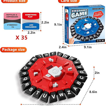 Word Game Family Board Game with Digital Display Timer and 2 Categories Modes Fun Fast-Paced 24-Letter Game for Learning Party Interactive (Red)
