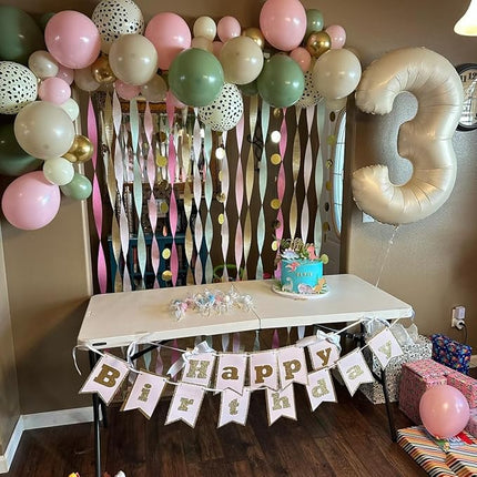 Smlpuame 40 Inch Beige Number 3 Balloons for 3rd Birthday Decorations Boys Girl, Giant Self-Sealing Cream Foil Number 0-10 White Sand Balloon for Women Men Party Anniversary Baby Shower Supplies