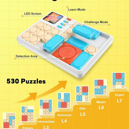 Super Slide Puzzle Games, Handheld Electronic Brain Teaser with 500+ Challenges 7 Levels for Boys, Girls, Adults - Portable Learning Toys Birthday Gifts for Travel, Road Trip, Easter Basket