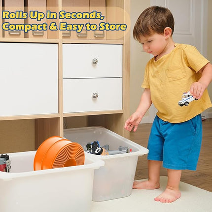 Upgrade Flexible Race Track for Hot Wheels Cars Flex Tracks for Kids 3+, 15Ft Race Car Track Compatible with Hot Wheels, Matchbox and Diecast 1/64th Cars, Roll Up Car Ramp Toy with Strong Suction Cups