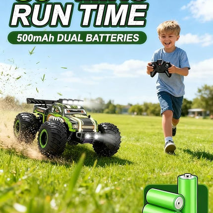 Remote Control Car,RC Cars Toy,High Speed 20 KM/H RC Truck Off-Road with 2 Headlights and 2 Rechargeable Battery,Dinosaur Toys Gift for Adult Boys Kids 4+ Years
