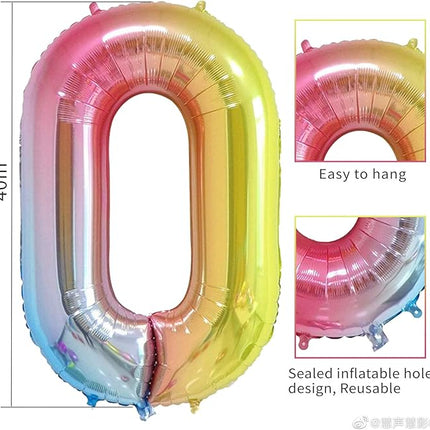 Smlpuame 40 Inch Number Balloons 0-9 Rainbow Gradient Large Number 15 Balloons, Digital Balloons for Birthday Party Celebration Decorations, Helium Foil Number Balloons for Wedding Anniversary