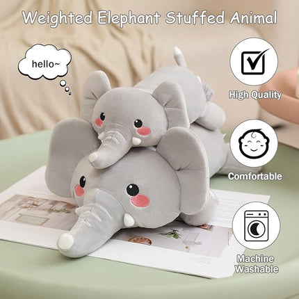 SQEQE Weighted Elephant Plush, Weighted Elephant Stuffed Animal, Cute Plushies Soft Pillow Toy Gift for Kids Adults 9.8 Inch, 0.8 Lbs