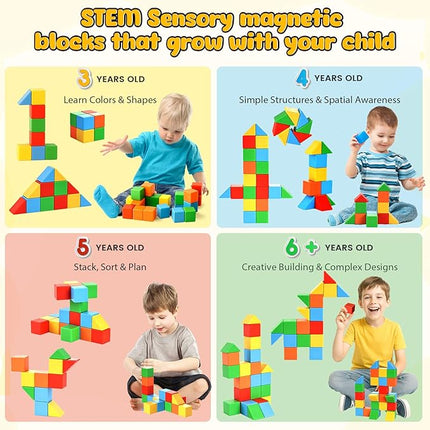 LovesTown 28 PCS Magnetic Blocks for Kids, Magnegtic Building Cubes for Toddler Preschool LearningToys Montessori Educational STEM Toys for Boys Girls