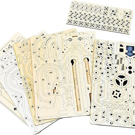 3D Wooden Puzzles Marble Run Chain Kit, Wood Creative Mechanical Puzzles Assembly Model Building Kits to Build for Adults & Kids, DIY Wooden Puzzle Hobbies Toys for Adults &Teens Gifts