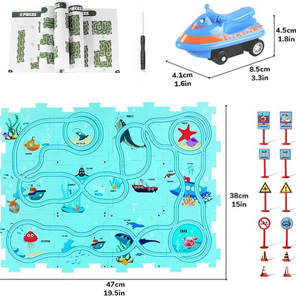 New Plastic Puzzles for Kids Ages 3-5 with A Cute Vehicle, Toddler Puzzle Track Play Set Gift, Critical Thinking Educational Toys, Toys for 3 4 5 6 Year Old Boys Girls