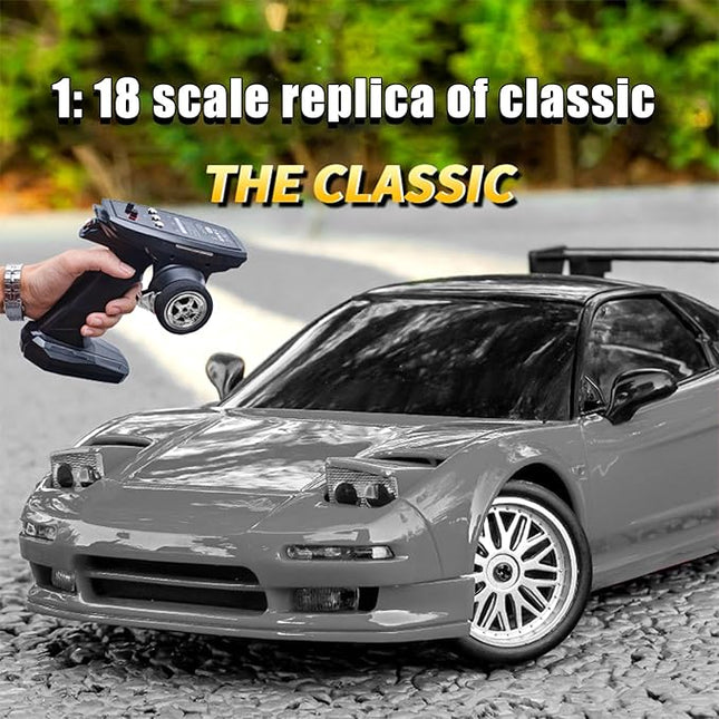 1:18 NSX Model LD1803 RC Drift Car 1/18 2.4G Remote Control on Road ESP Gyroscope LED Mini RC Racing Cars (Grey)