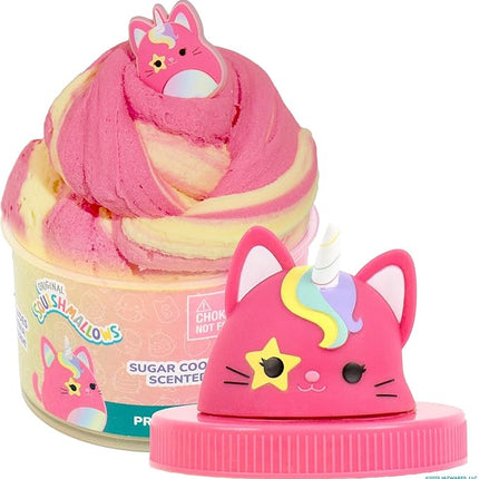 Original Squishmallows Sienna the Caticorn Premium Cloud Slime, Sugar Cookie-Scented, 8 oz., Storage Container with Figurine Topper, Rubber Charm, Goodie Bags Stuffers, Kids Party Favors, Sensory Toys