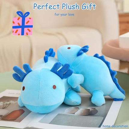 SQEQE Weighted Axolotl Plush Toy, Blue Axolotl Stuffed Animals Cute Plush Pillow, Kawaii Weighted Stuffed Animals Gifts for Girls & Boys Blue 13.8 Inch, 1.6 Lbs