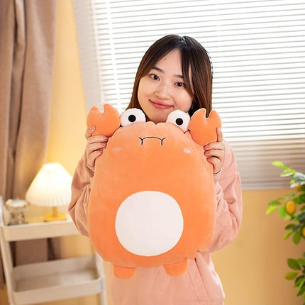 Soft Flat Crab Plush Hugging Pillow Cute Orange Crab Stuffed Animal Plushies Toys Kids Anime Cushion for Birthday, Valentine's Day, Christmas...16.5 Inch