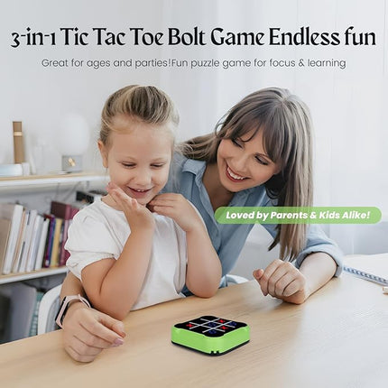 Tic Tac Toe Game, 4 in 1 Handheld Educational Game Machine, Electronic Tic Tac Toe Game for Education and Memory Growth, Home, Toy Board Game for Kids and Adults (Green)