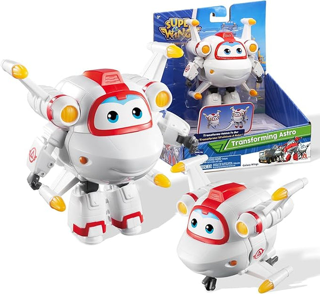 Super Wings 5" Transforming Astro Airplane Action Figure - Fun Toy for Kids Ages 3+ (White)