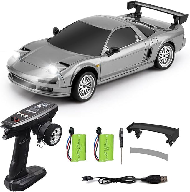 1:18 NSX Model LD1803 RC Drift Car 1/18 2.4G Remote Control on Road ESP Gyroscope LED Mini RC Racing Cars (Grey)