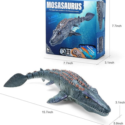 Dinosaur Pool Toys for Kids 5-7, Mosasaurus Water Dinosaur Toy | 2.4G Remote Control | One-Key Demo RC Dino Boat Shark Pool Diving Bath Toys with Light and Spray Water for Boys Girls