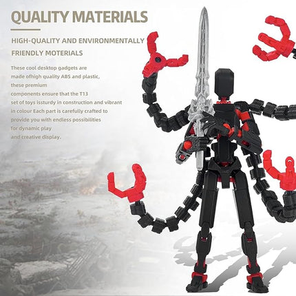 (Assembly Completed) T13 Action Figure Set, 7.2 Inch Dummy 13 3d Printed ActionFigure Toy Gifts for Kids, Robot 13 Action Figure Full Body Mechanical Doll Christmas Birthday Gift for Boys Girls