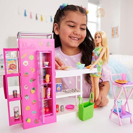 Barbie Doll & 25+ Accessories, Ultimate Pantry Playset with Dollhouse Furniture, Food-Themed Pieces & Sticker Sheet