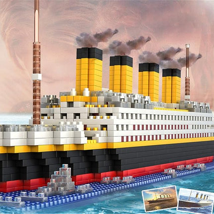 Titanic Ship Model Building Block Set, 3D Puzzle Sets DIY Educational Toys, Bricks Toy, with 1860Pcs Micro Mini Blocks, Ideal Gift for Kids and Adults