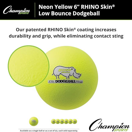 Champion Sports® Rhino Skin® Low Bounce Dodgeball Sets & Singles for Playground, PE, Backyard & League Games – Team Sports Equipment for Youth & Adults