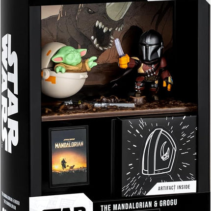 Fandrop SW03-Star Wars: The Mandalorian - The Mandalorian & Grogu, Combines an Epic Diorama, Artifacts & Scene Marker Creating A Display to Enhance Any Star Wars Collection, 4 to Collect