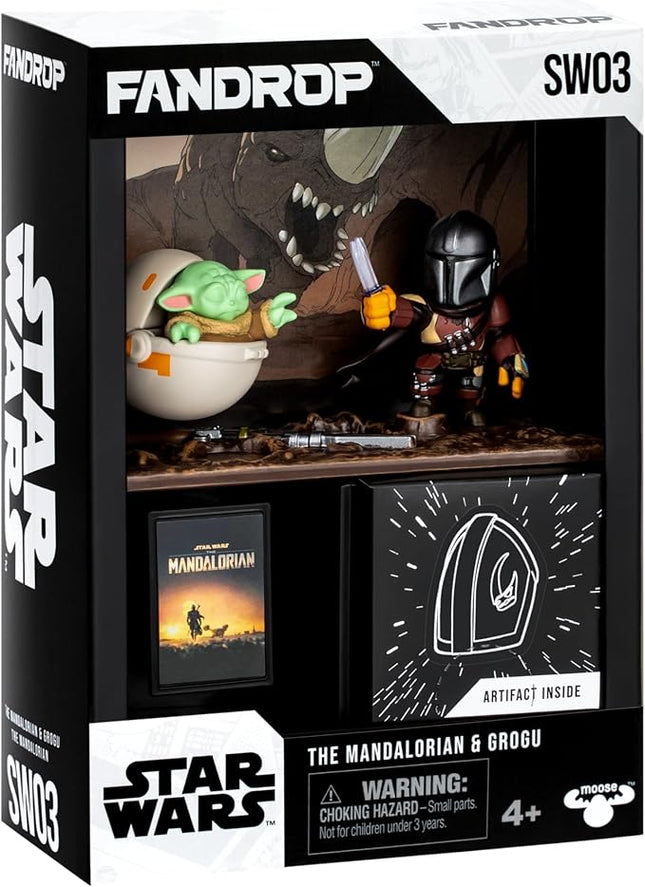 Fandrop SW03-Star Wars: The Mandalorian - The Mandalorian & Grogu, Combines an Epic Diorama, Artifacts & Scene Marker Creating A Display to Enhance Any Star Wars Collection, 4 to Collect