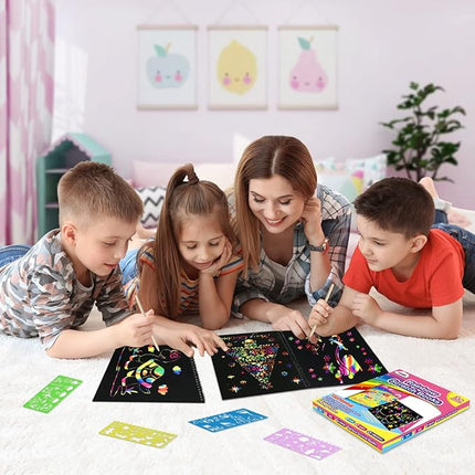 ZMLM Scratch Paper Art-Crafts Gift: 2 Pack Rainbow Notebooks Supplies Toys Easter Basket Stuffers for 3 4 5 6 7 8 9 10 Years Old Girls and Boys Kids Valentine's Day Birthday Party Games (Yellow)