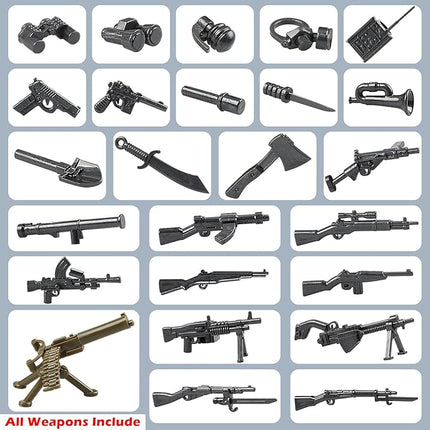 Finger Rock Military Series Small Suspension Building Set, WW2 Army Mini War Accessories Kits, DIY Defence Base Guard Tower Guns Army Supplies Block Toy for Kids 8-14