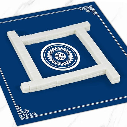 Mahjong Mat with Gray Carrying Bag - Anti Slip and Noise Reduction Gaming Mat for Mahjong, Poker, Board Games, Card Games, Dominoes(Blue, 31.5"x31.5")