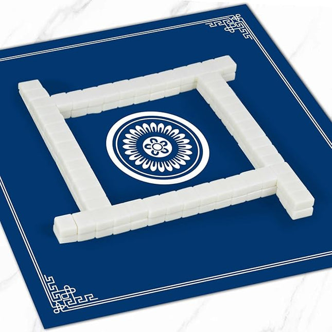 Mahjong Mat with Gray Carrying Bag - Anti Slip and Noise Reduction Gaming Mat for Mahjong, Poker, Board Games, Card Games, Dominoes(Blue, 31.5"x31.5")