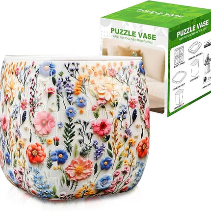 3D Puzzles,164 Unique Flower Vase Puzzle Pieces for Adults, Curved Plastic Vase Exquisite Decorative Gift for Flower Arrangements and Home Decoration,Crafts for Adults (Luxuriant Flowers)