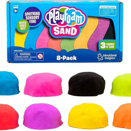Educational Insights Playfoam Sand 8-Pack - Play Sand for Sensory Table, Squishy Sensory Bin Filler, Moldable Crafting Compound for Toddlers at Home or in The Classroom, Kids Ages 3+