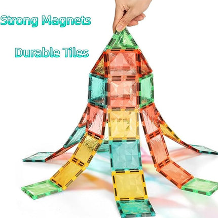 Magnetic Tiles 100-Piece Set for Kids, Magnetic Building Blocks STEM Toys for Age 3+ Boys and Girls, Educational Magnet Construction Tiles for Creativity & Learning